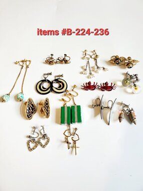 13 Pair of screw on Earrings, items # B-224-236, wt.  74 grams .